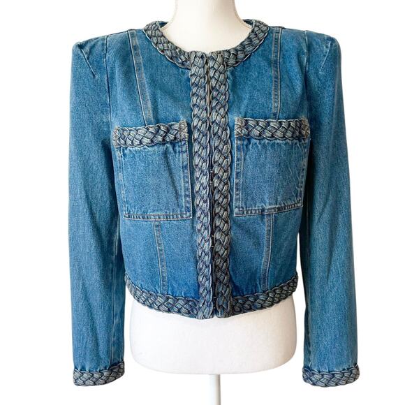 NWT Veronica Beard Arrowe Denim Jacket Collarless Blazer Jeans Size 8 - Picture 4 of 12